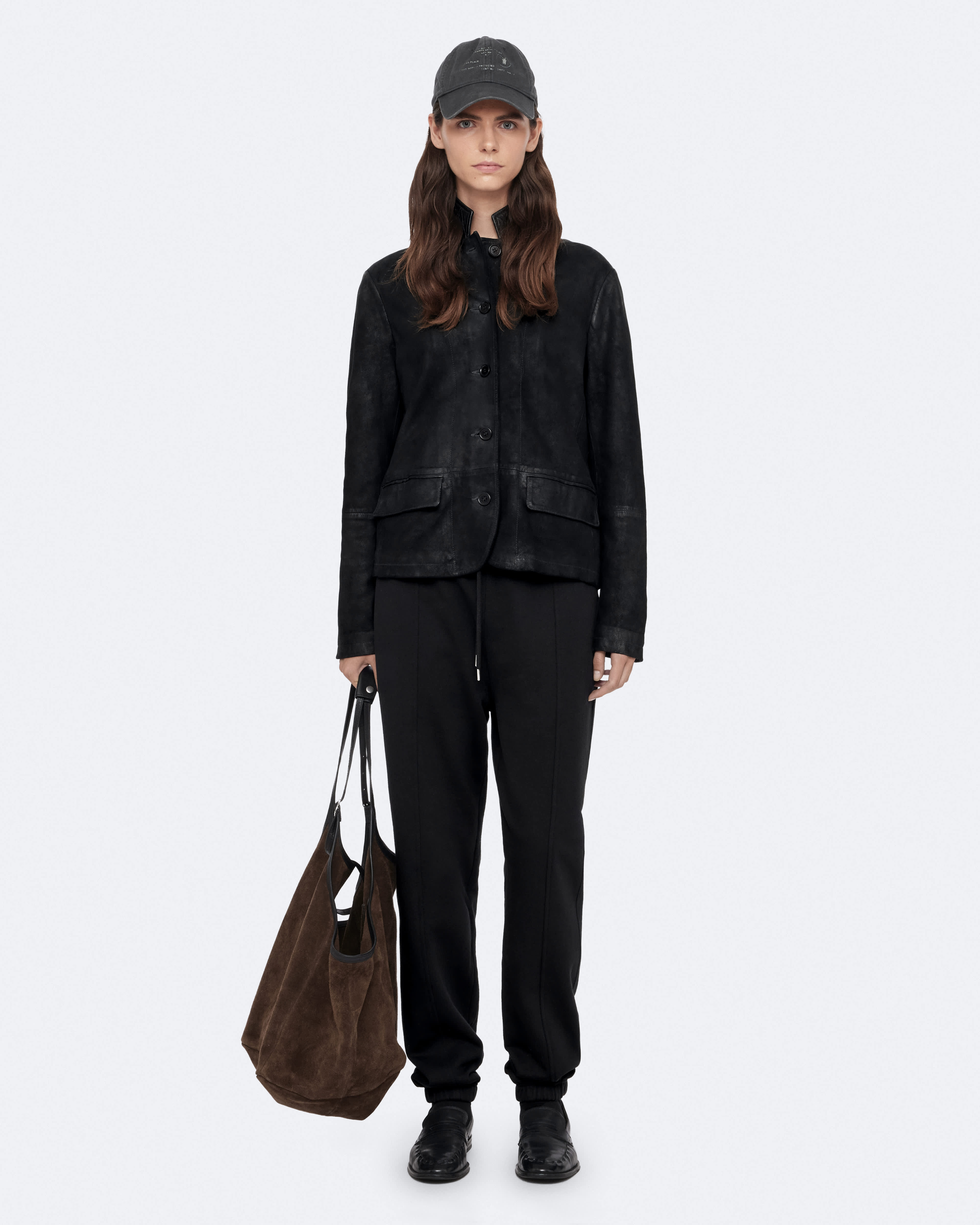 Surveya Single-Breasted Leather Jacket Black | ALLSAINTS